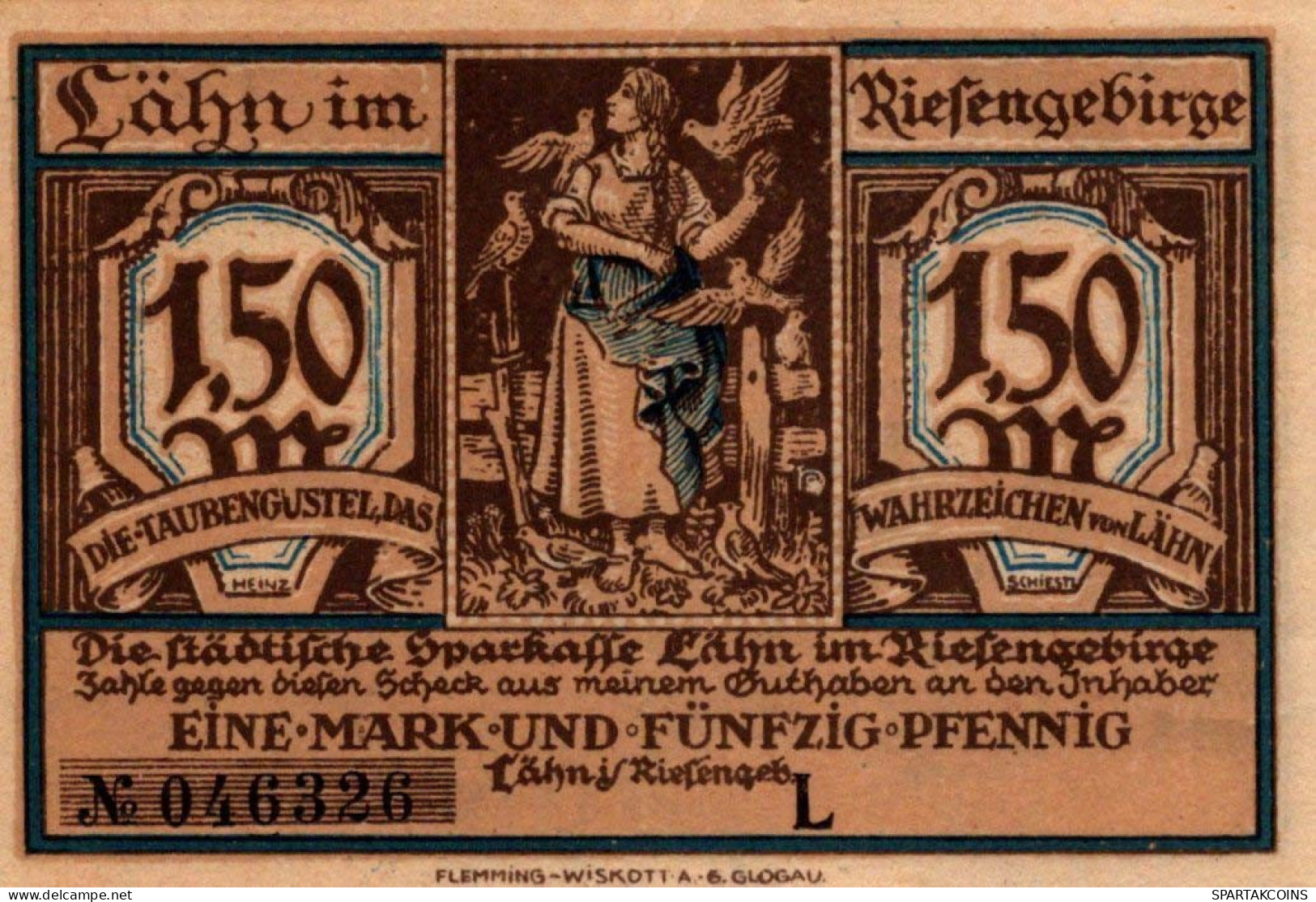 1.5 MARK 1914-1924 Stadt LÄHN Niedrigeren Silesia UNC DEUTSCHLAND Notgeld #PD213 - [11] Emissions Locales