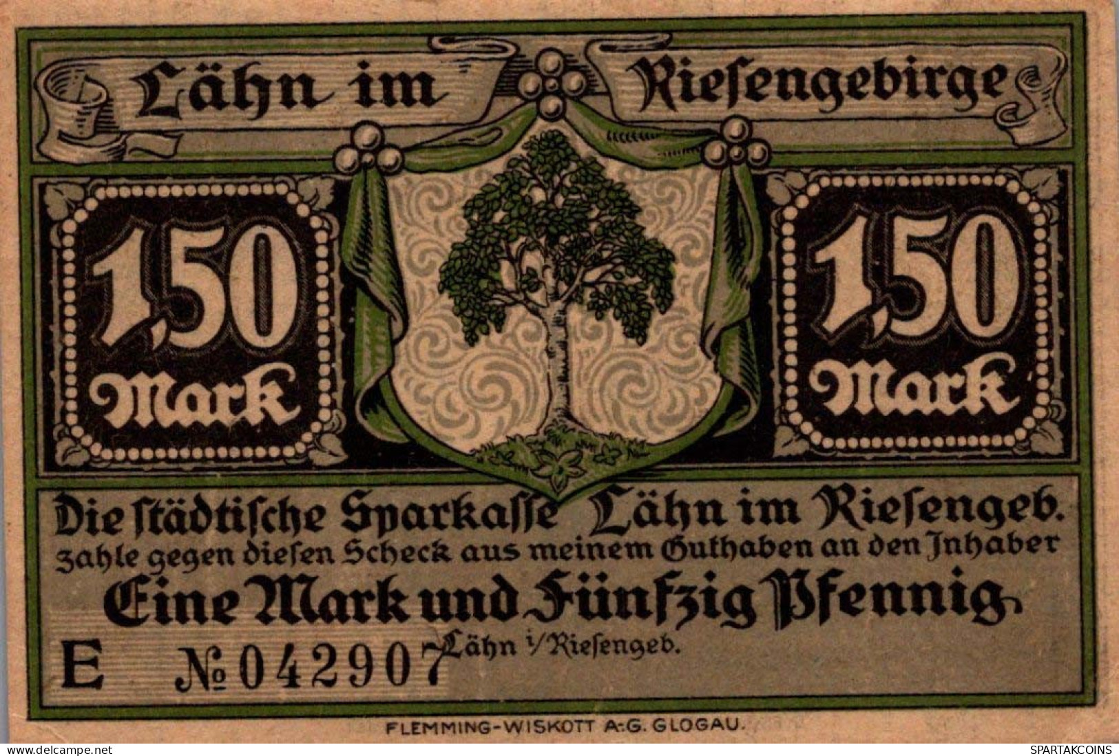 1.5 MARK 1914-1924 Stadt LÄHN Niedrigeren Silesia UNC DEUTSCHLAND Notgeld #PD190 - [11] Emissions Locales