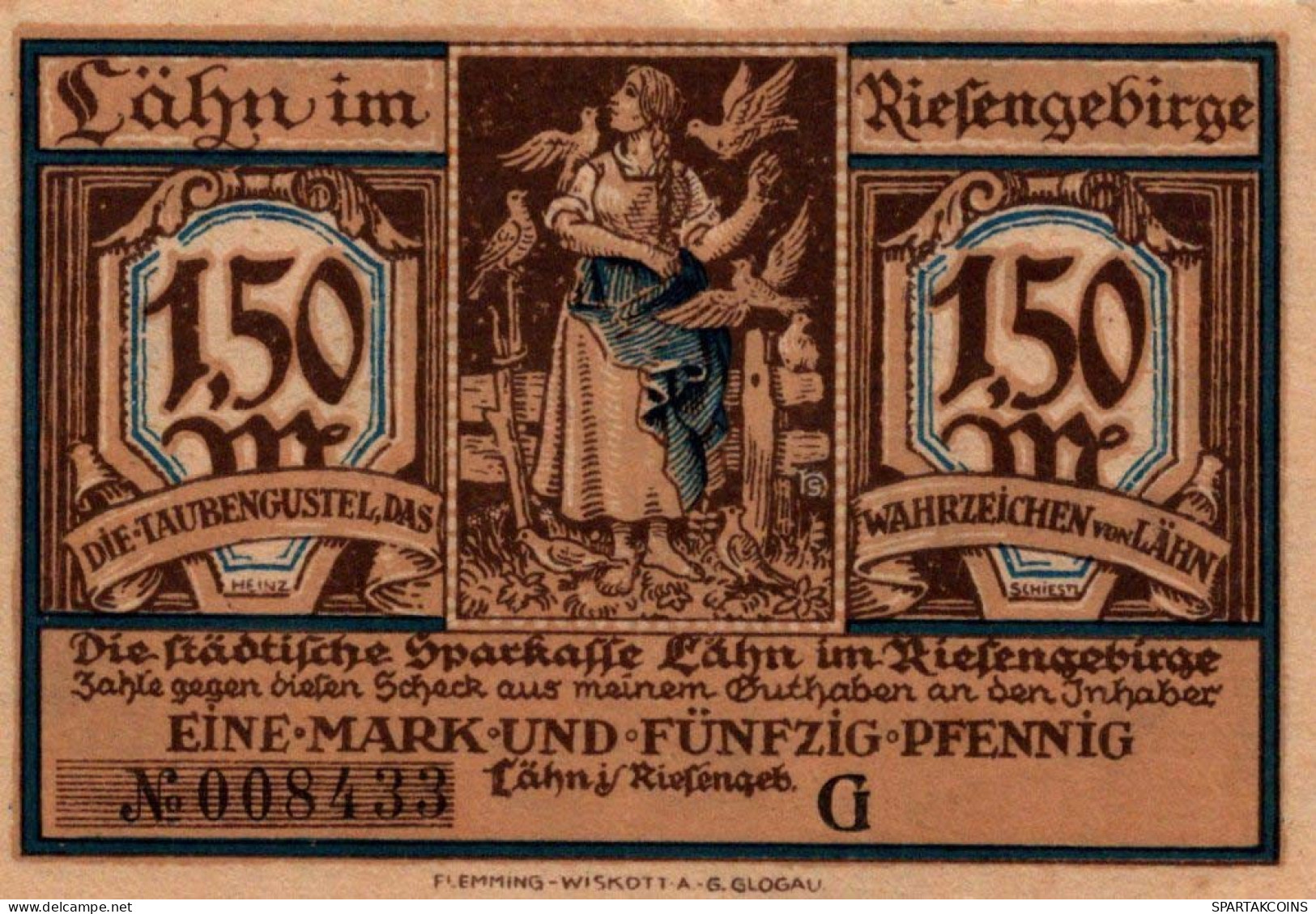 1.5 MARK 1914-1924 Stadt LÄHN Niedrigeren Silesia UNC DEUTSCHLAND Notgeld #PB901 - [11] Emissions Locales