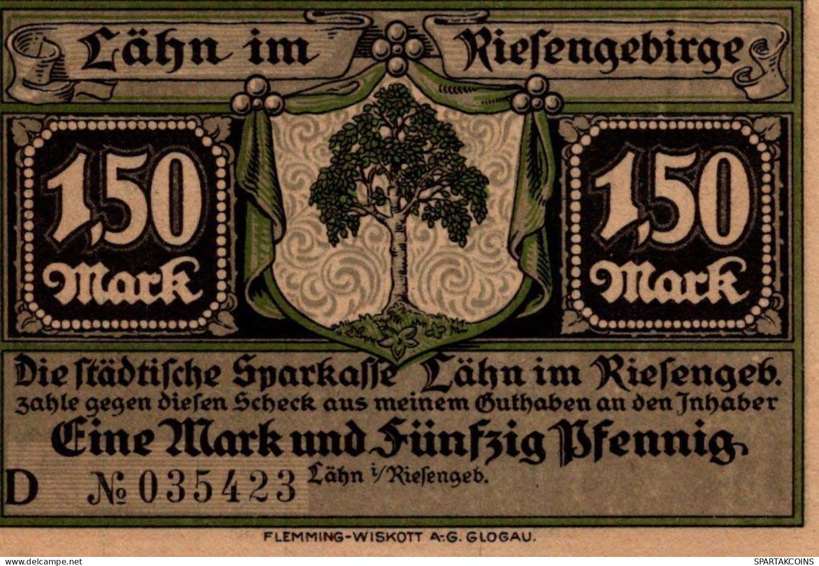 1.5 MARK 1914-1924 Stadt LÄHN Niedrigeren Silesia UNC DEUTSCHLAND Notgeld #PB893 - [11] Emissions Locales
