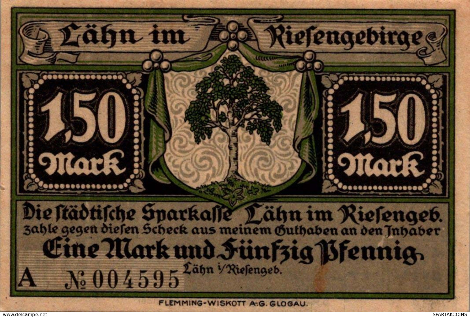 1.5 MARK 1914-1924 Stadt LÄHN Niedrigeren Silesia UNC DEUTSCHLAND Notgeld #PB883 - [11] Emissions Locales
