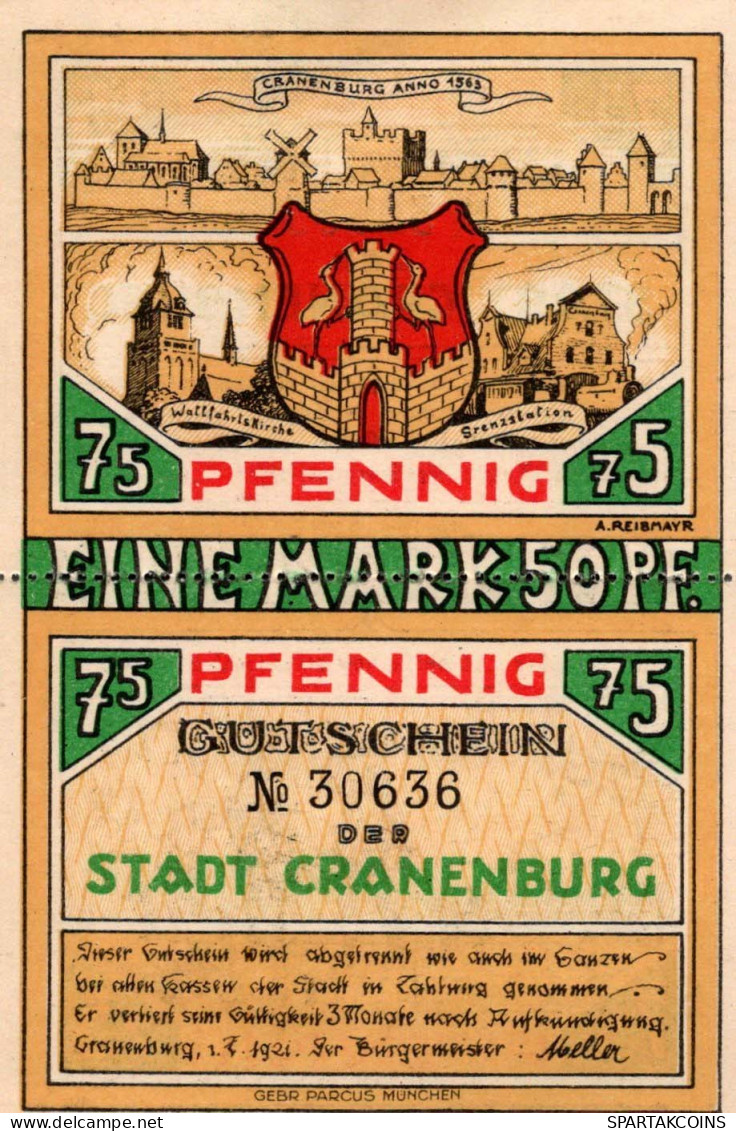 1.5 MARK 1914-1924 Stadt KRANENBURG Rhine UNC DEUTSCHLAND Notgeld #PA395 - [11] Emissions Locales