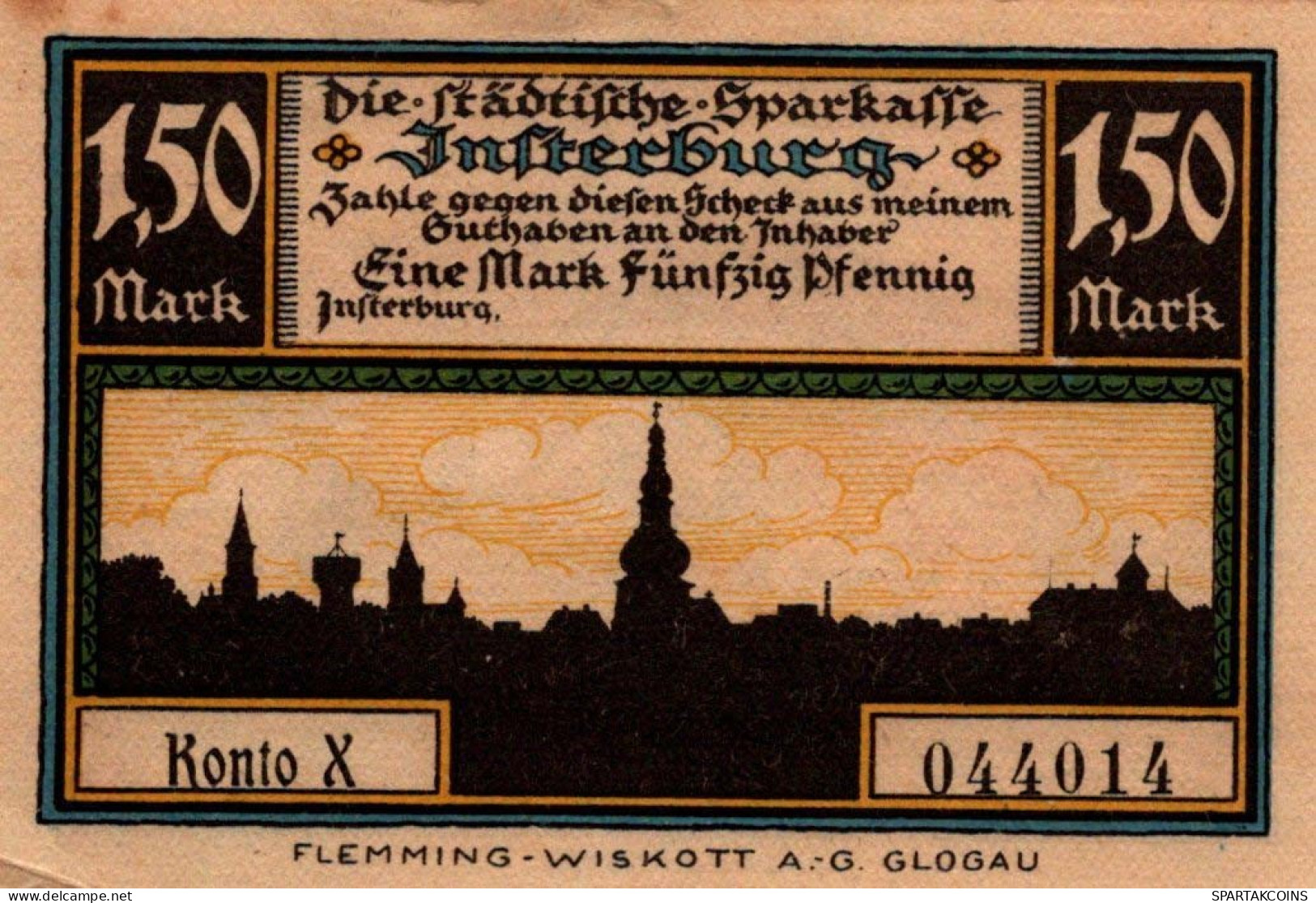 1.5 MARK 1914-1924 Stadt INSTERBURG East PRUSSLAND UNC DEUTSCHLAND Notgeld #PD165 - [11] Emissions Locales