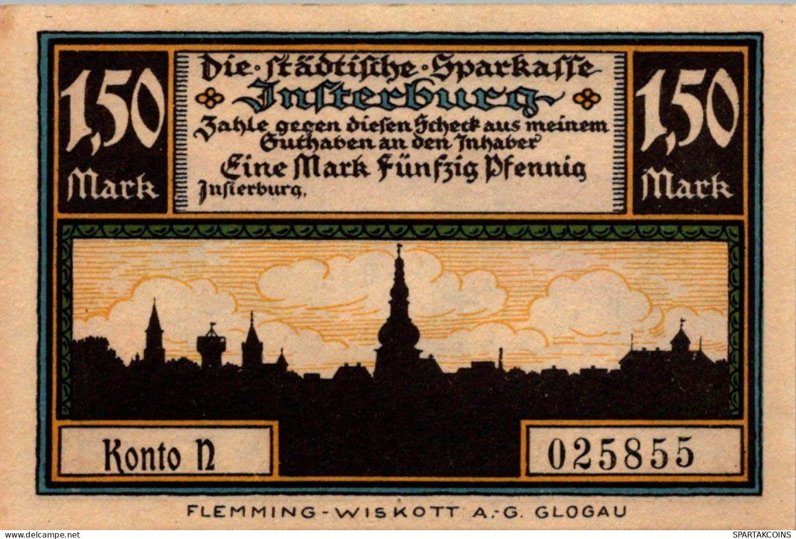1.5 MARK 1914-1924 Stadt INSTERBURG East PRUSSLAND UNC DEUTSCHLAND Notgeld #PD142 - [11] Emissions Locales
