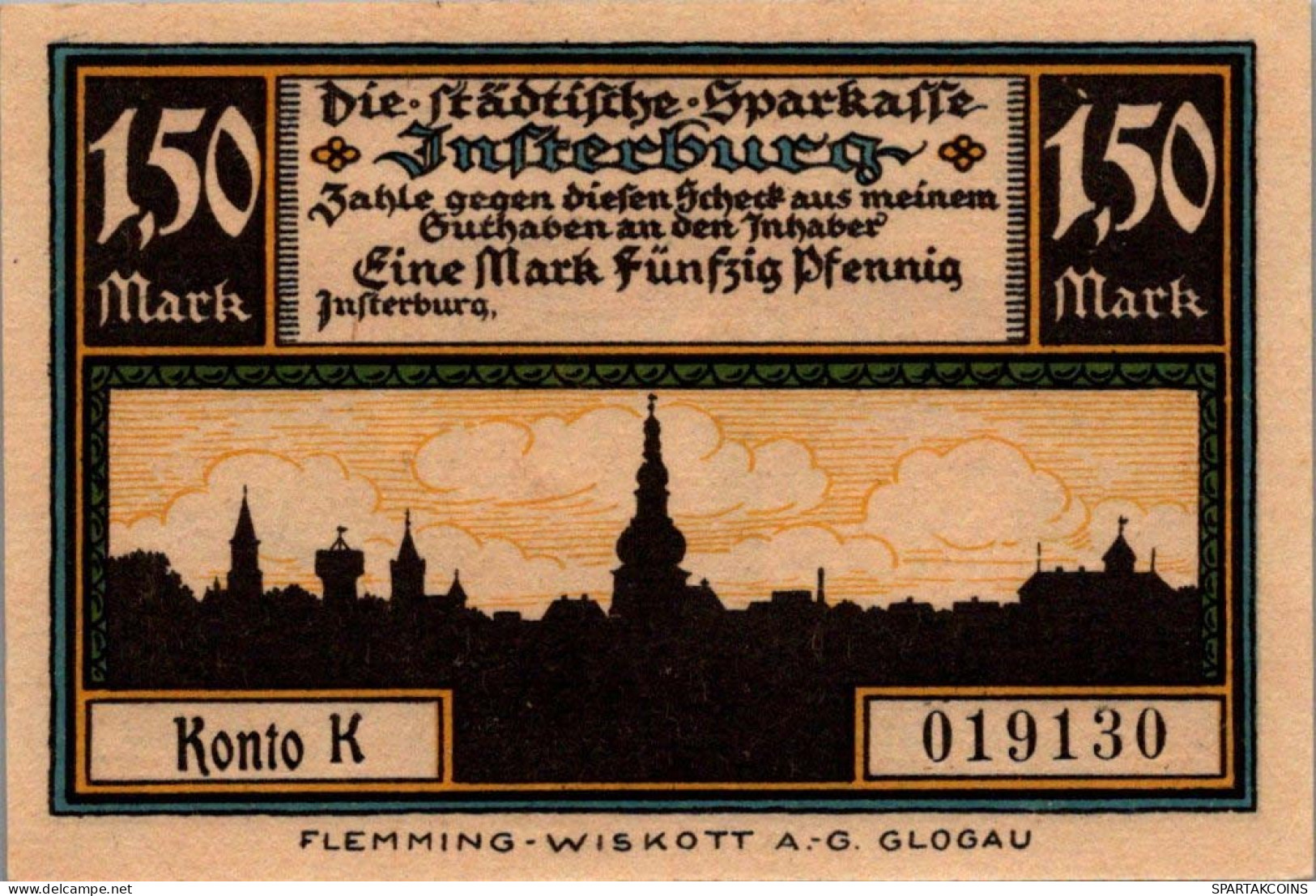 1.5 MARK 1914-1924 Stadt INSTERBURG East PRUSSLAND UNC DEUTSCHLAND Notgeld #PD136 - [11] Emissions Locales