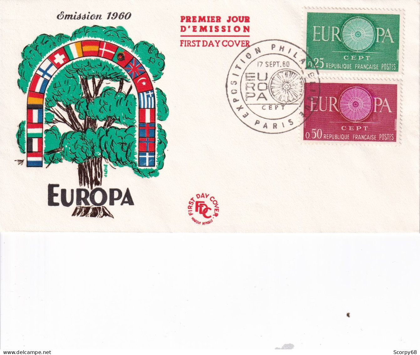 FDC 17/09/1960: EUROPA 1960 - CEPT - Y&T N° 1266/1267 - 1960-1969