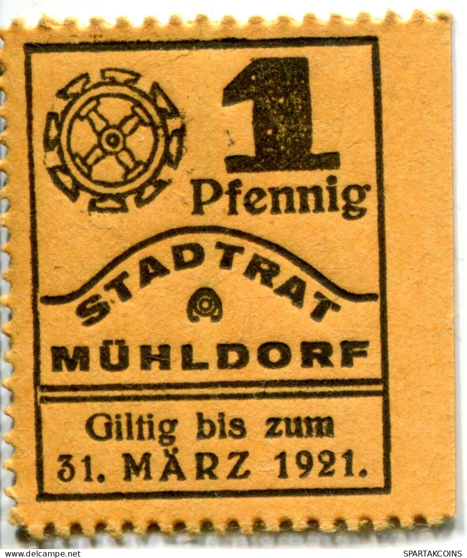 1 PFENNIG 1921 Stadt MÜHLDORF AM INN Bavaria DEUTSCHLAND Notgeld Papiergeld Banknote #PL501 - [11] Local Banknote Issues