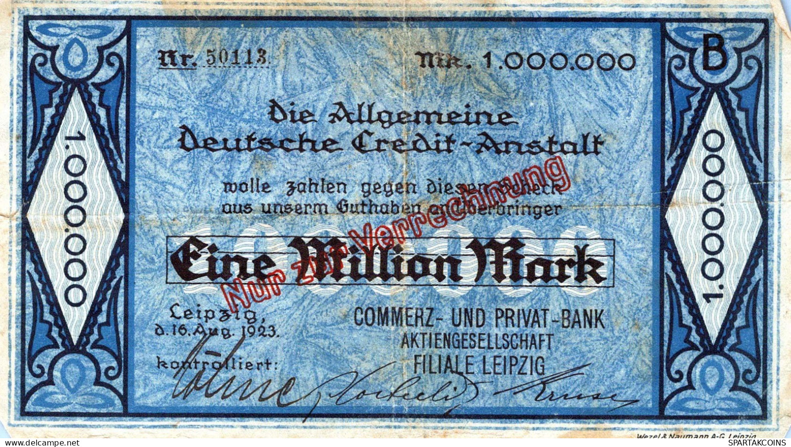 1 MILLION MARK 1923 Stadt LEIPZIG Saxony DEUTSCHLAND Papiergeld Banknote #PK951 - [11] Local Banknote Issues