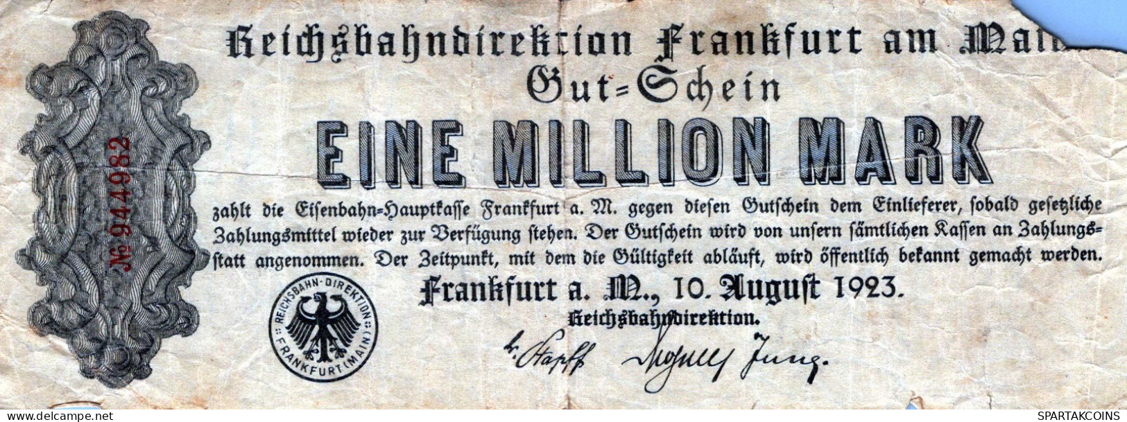 1 MILLION MARK 1923 Stadt FRANKFURT AM MAIN Hesse-Nassau DEUTSCHLAND Papiergeld Banknote #PL012 - [11] Local Banknote Issues