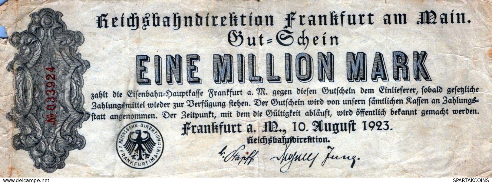 1 MILLION MARK 1923 Stadt FRANKFURT AM MAIN Hesse-Nassau DEUTSCHLAND Papiergeld Banknote #PL013 - [11] Local Banknote Issues