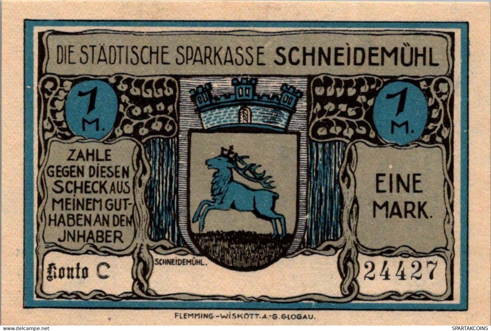 1 MARK Stadt SCHNEIDEMÜHL Posen UNC DEUTSCHLAND Notgeld Banknote #PI027 - [11] Emissions Locales
