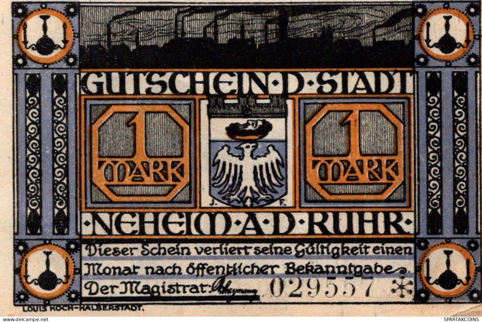 1 MARK Stadt NEHEIM Westphalia UNC DEUTSCHLAND Notgeld Banknote #PI786 - [11] Local Banknote Issues