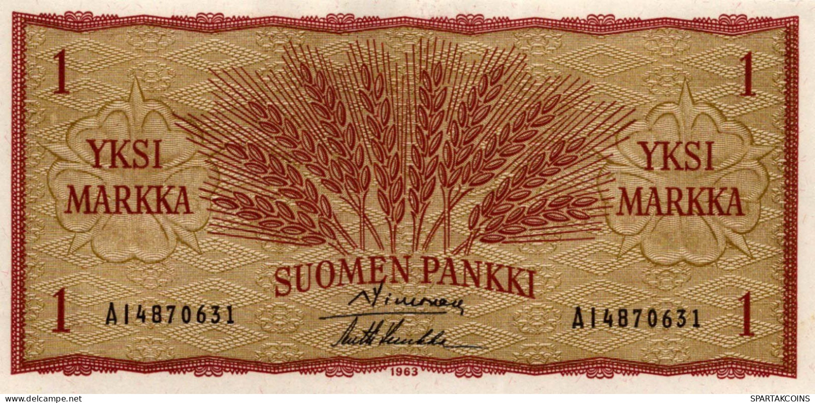 1 MARK 1963 FINLAND Papiergeld Banknote #PJ576 - [11] Local Banknote Issues