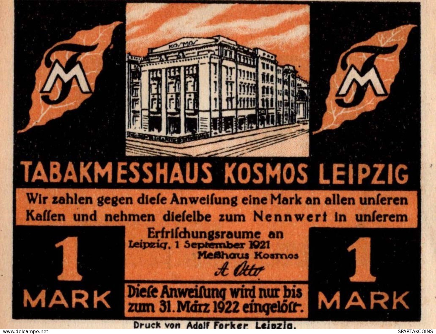 1 MARK 1922 Stadt LEIPZIG Saxony UNC DEUTSCHLAND Notgeld Banknote #PB404 - [11] Local Banknote Issues