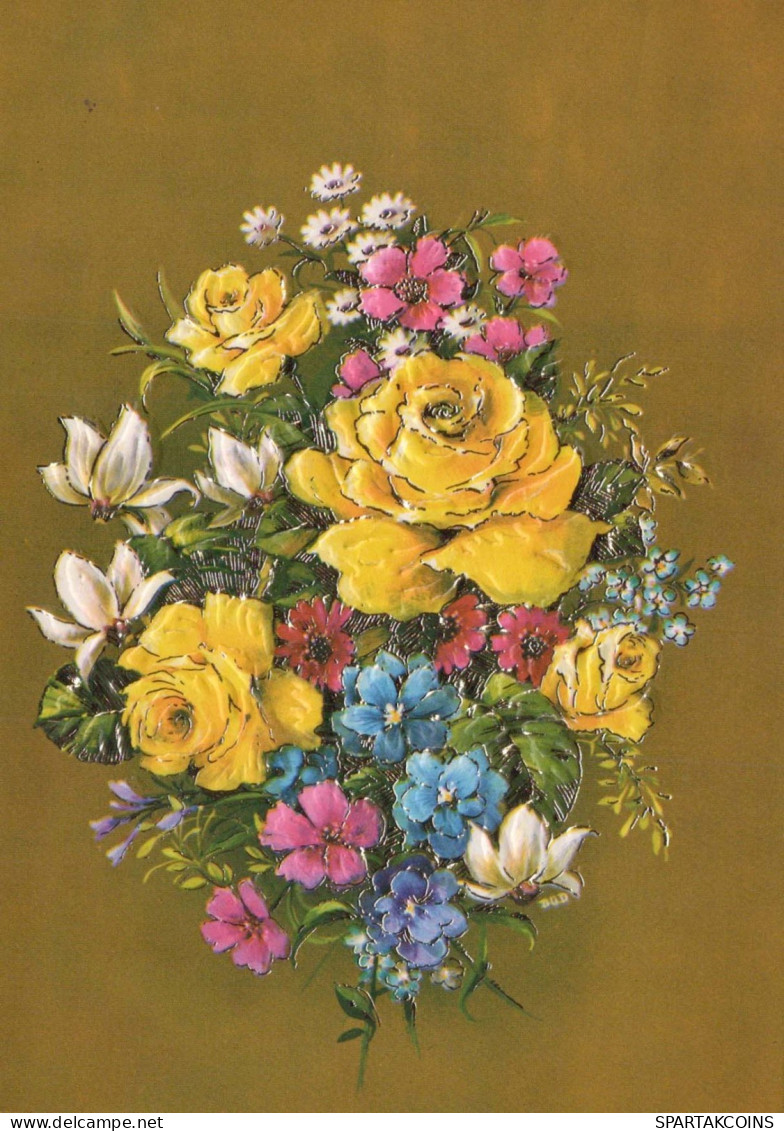 FLOWERS Vintage Postcard CPSM #PAR906.GB - Flores