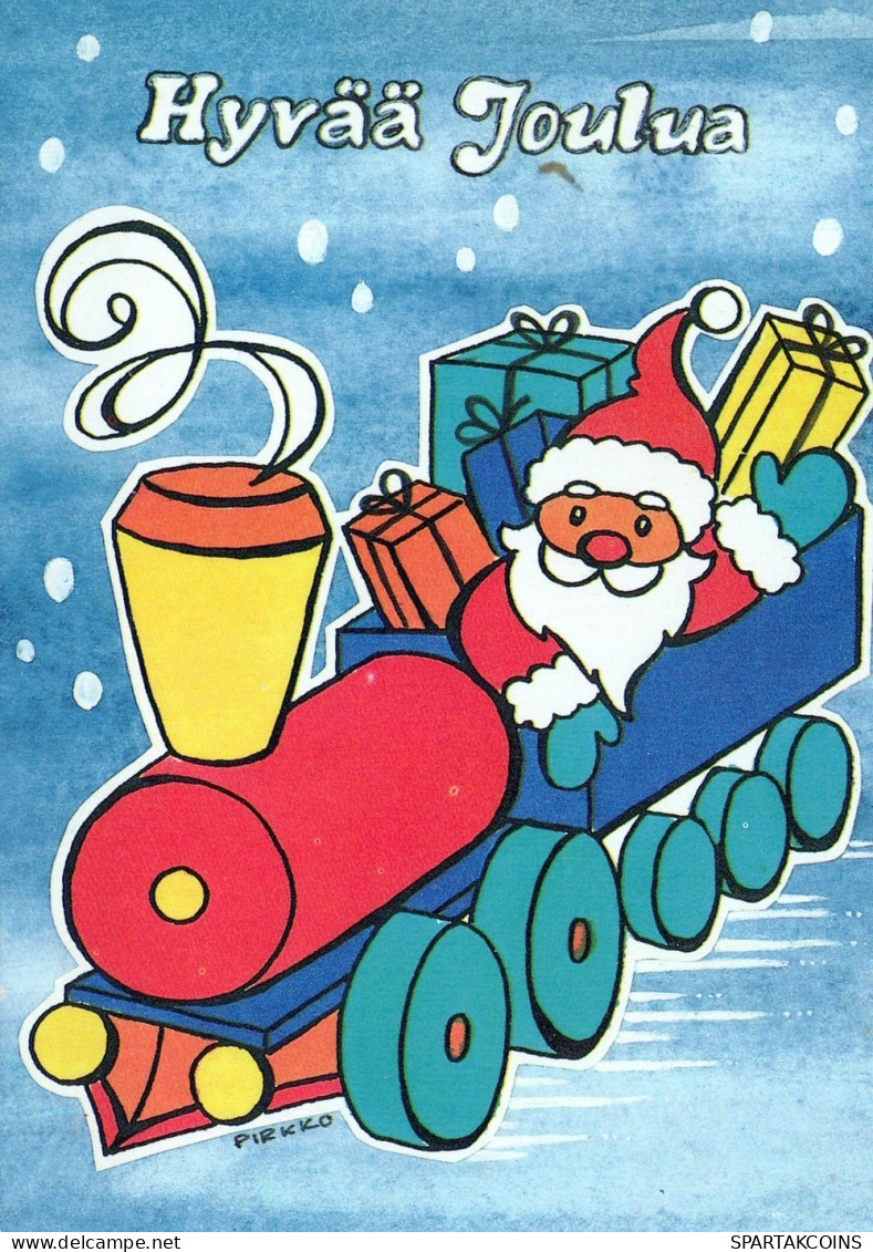 SANTA CLAUS TRAIN CHRISTMAS Holidays Vintage Postcard CPSM #PAK003.GB - Santa Claus