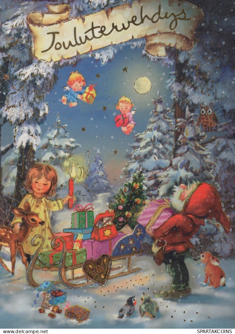 SANTA CLAUS ANGELS CHRISTMAS Holidays Vintage Postcard CPSM #PAK146.GB - Santa Claus
