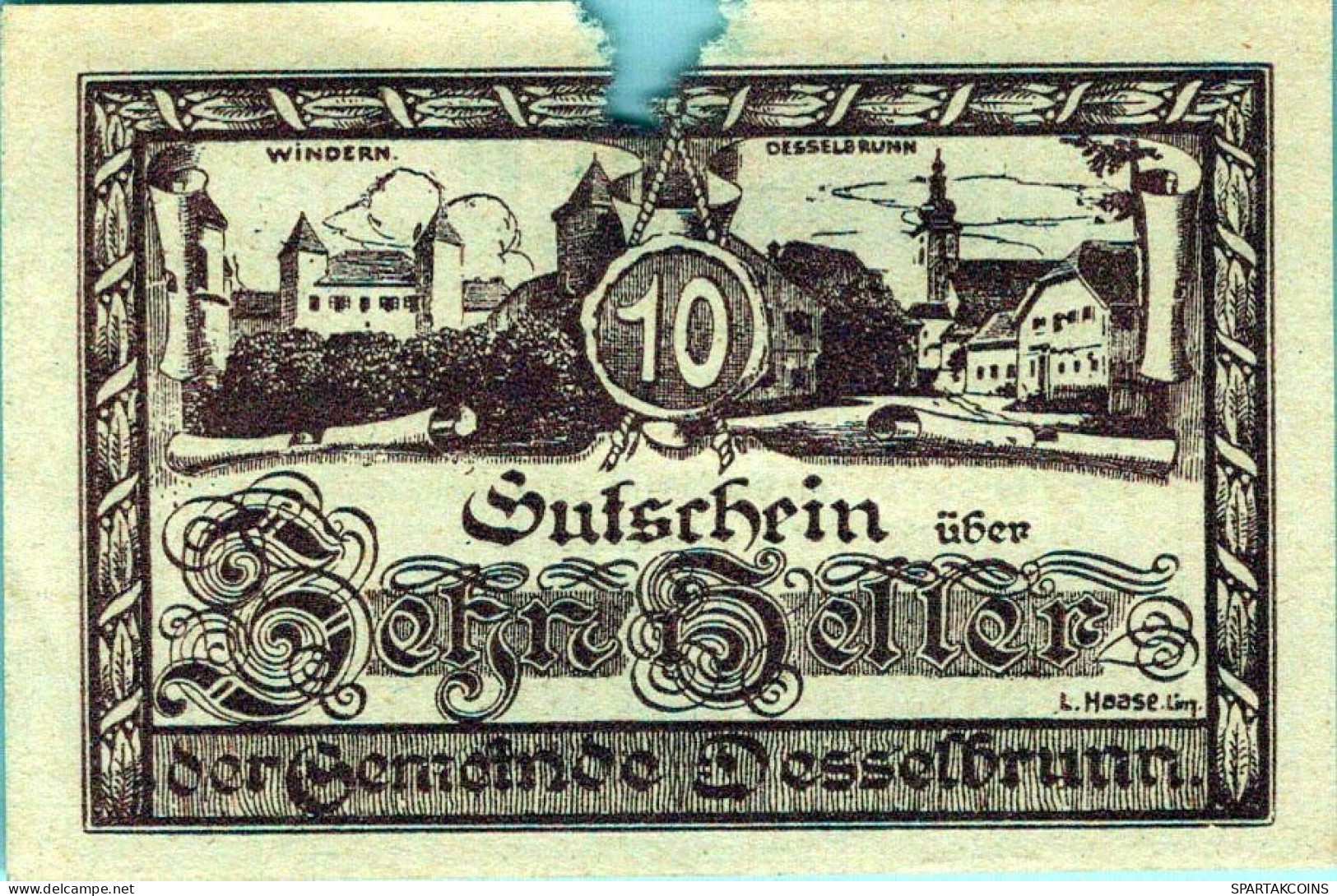 10 HELLER 1920 Stadt REGAU Oberösterreich Österreich Notgeld Banknote #PI243 - [11] Emisiones Locales