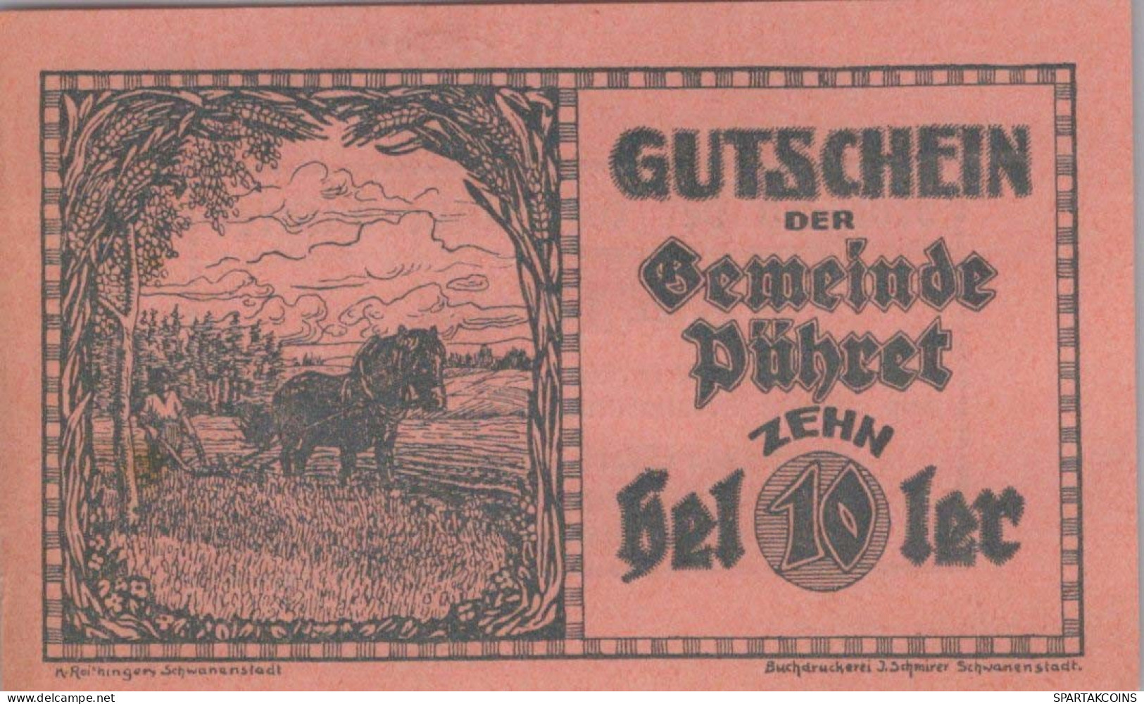 10 HELLER 1920 Stadt Pühret Oberösterreich Österreich Notgeld Banknote #PE285 - [11] Emisiones Locales