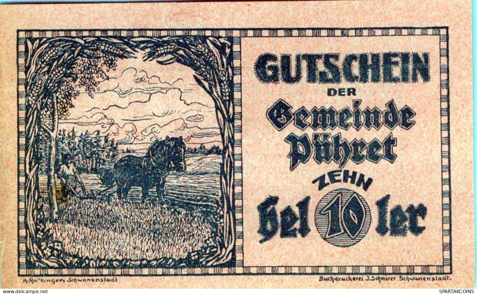 10 HELLER 1920 Stadt Pühret Oberösterreich Österreich Notgeld Banknote #PE285 - [11] Emisiones Locales