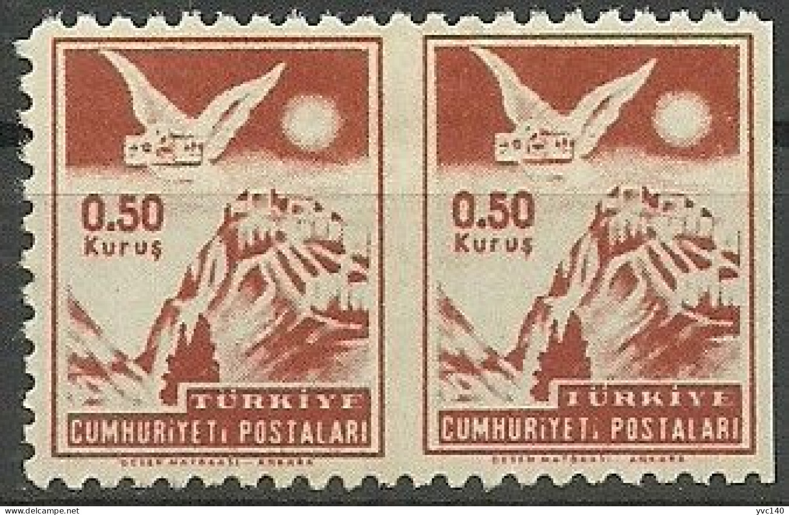 Turkey; 1954 "0.50 Kurus" Postage Stamp ERROR "Partially Imperf." - Unused Stamps