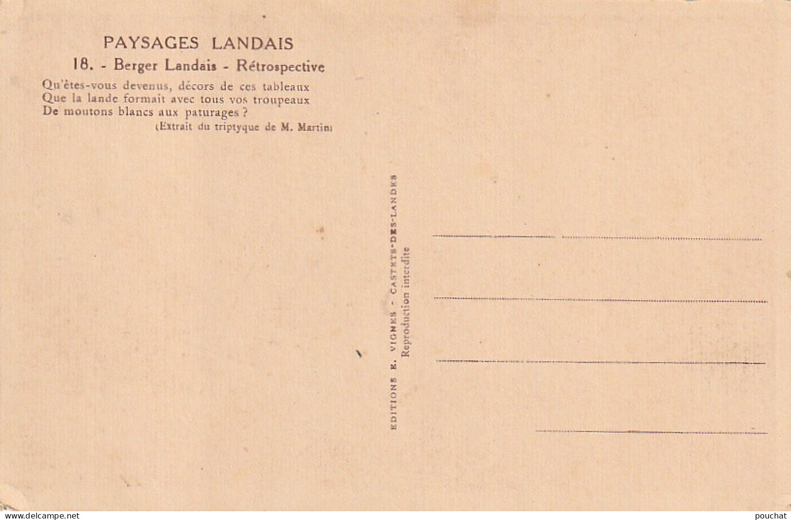 DE 23 -(40) PAYSAGES LANDAIS -   BERGER LANDAIS -  RETROSPECTIVE - 2 SCANS - Crías