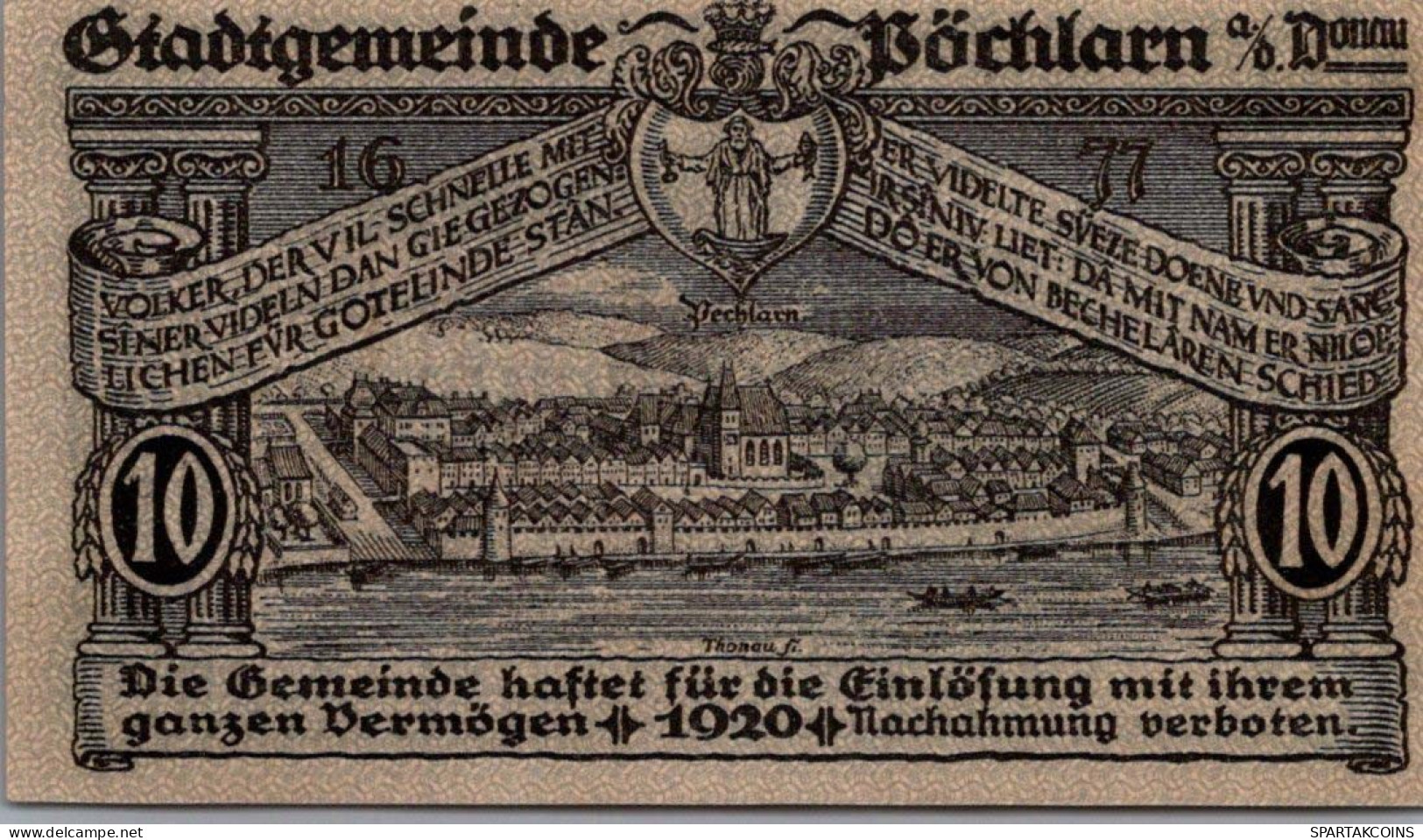 10 HELLER 1920 Stadt PoCHLARN Niedrigeren Österreich Notgeld Banknote #PE399 - [11] Local Banknote Issues