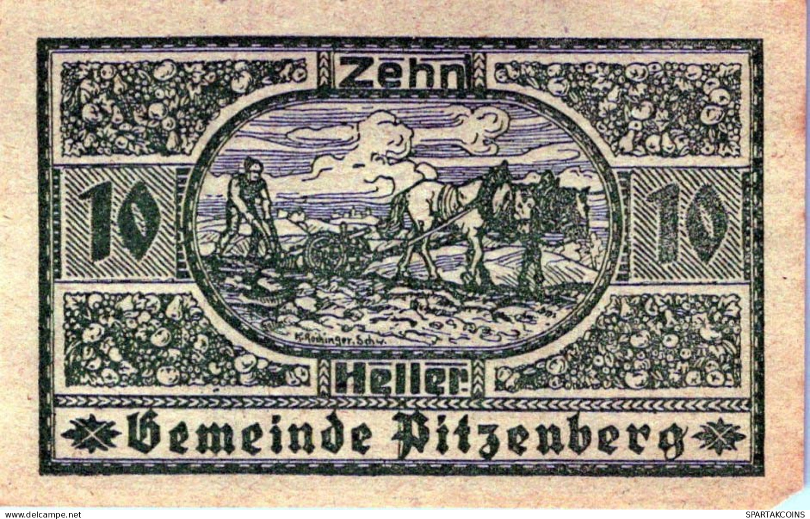 10 HELLER 1920 Stadt PITZENBERG Oberösterreich Österreich Notgeld Papiergeld Banknote #PG621 - [11] Local Banknote Issues