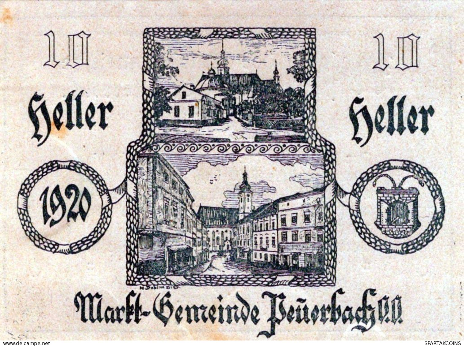 10 HELLER 1920 Stadt PEUERBACH Oberösterreich Österreich Notgeld Banknote #PE283 - [11] Emisiones Locales
