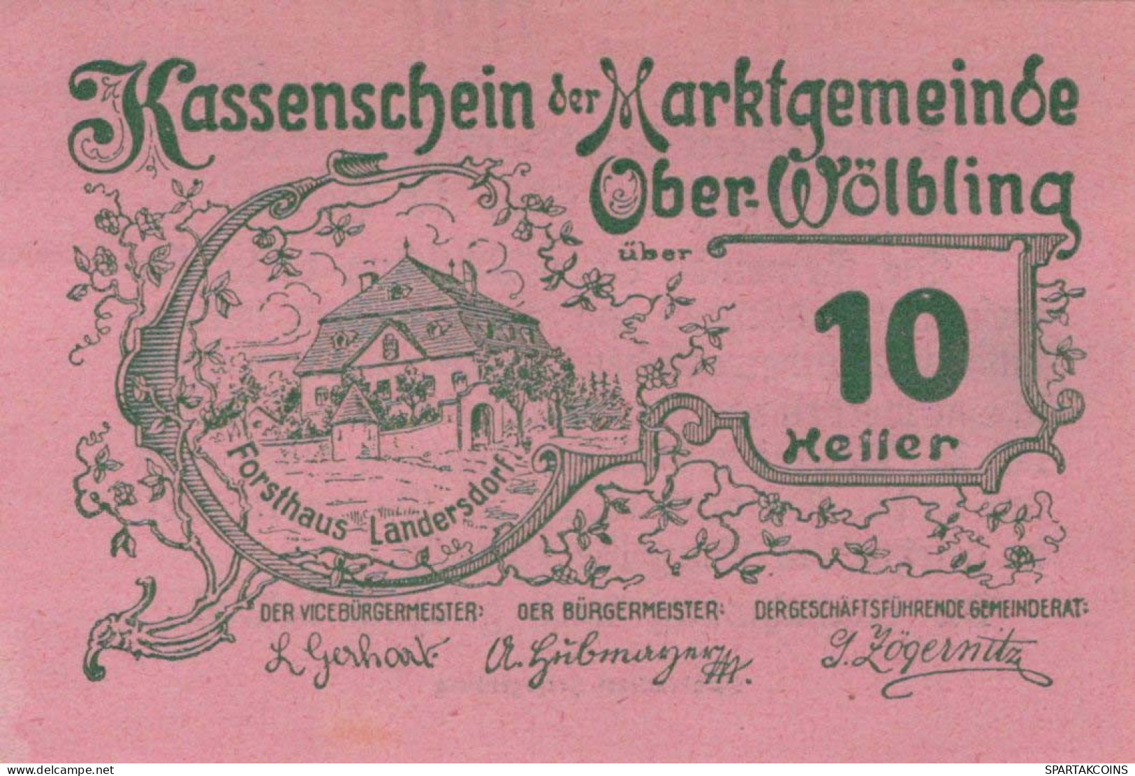 10 HELLER 1920 Stadt OBER-WoLBLING Niedrigeren Österreich Notgeld #PE508 - [11] Emissions Locales