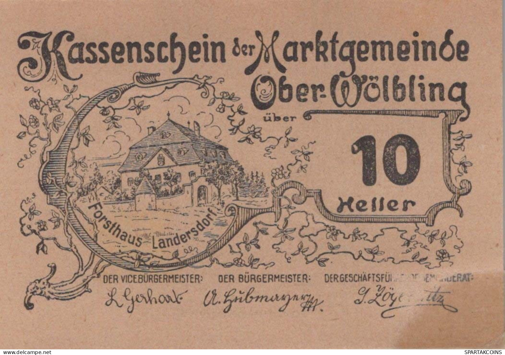 10 HELLER 1920 Stadt OBER-WoLBLING Niedrigeren Österreich Notgeld #PE244 - [11] Emisiones Locales