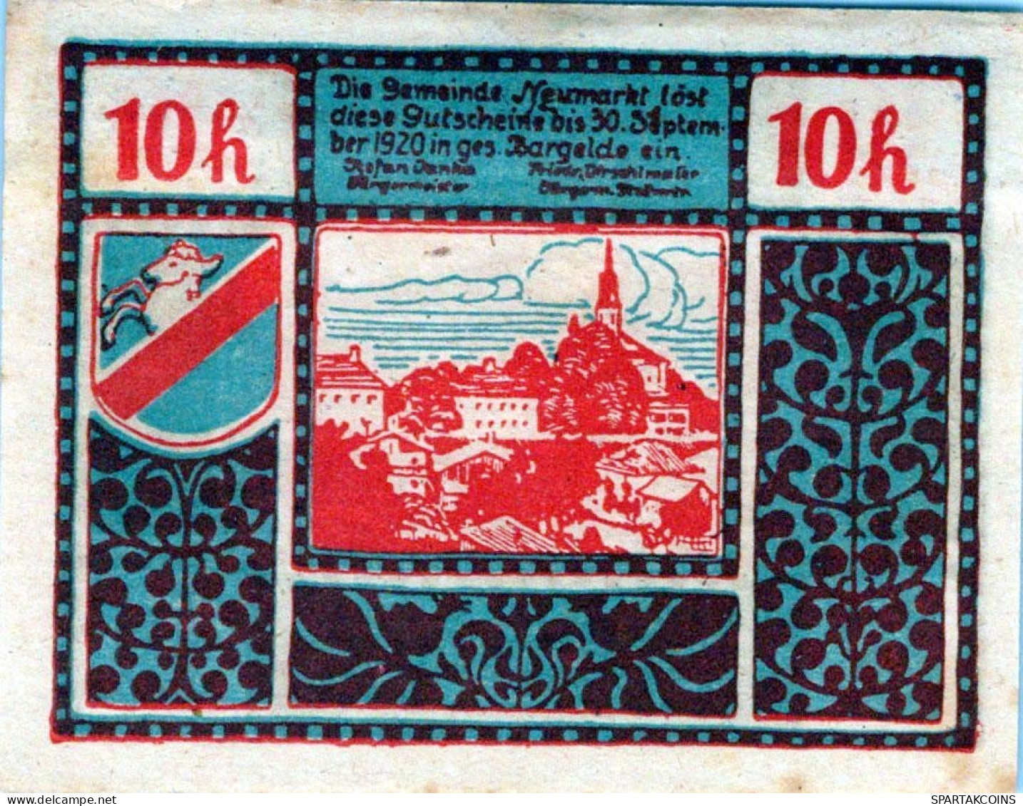 10 HELLER 1920 Stadt NEUMARKT BEI SALZBURG Salzburg Österreich Notgeld #PI290 - [11] Local Banknote Issues