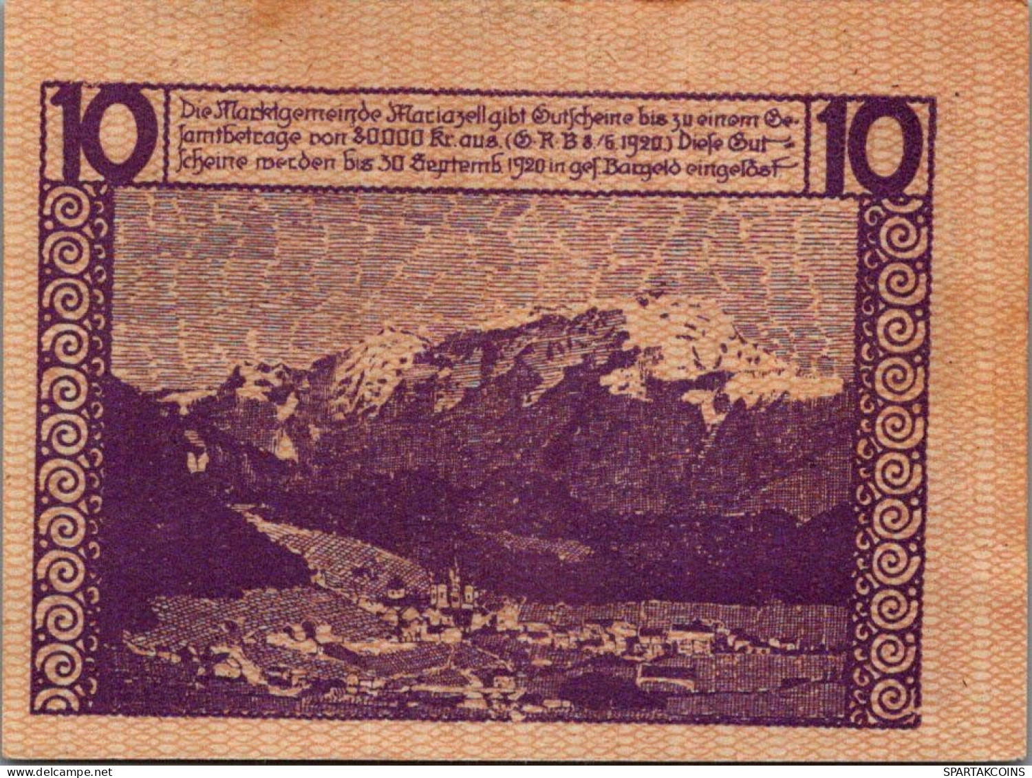 10 HELLER 1920 Stadt MARIAZELL Styria Österreich Notgeld Papiergeld Banknote #PG933 - [11] Emissions Locales