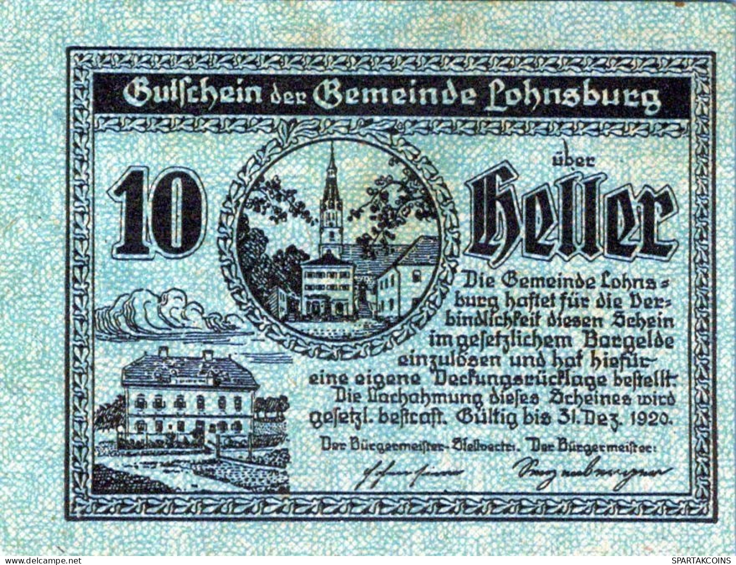 10 HELLER 1920 Stadt LOHNSBURG Oberösterreich Österreich Notgeld Papiergeld Banknote #PG941 - [11] Emissions Locales