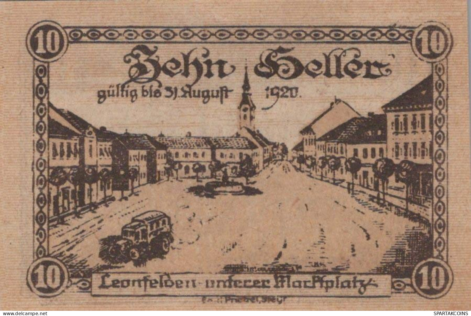 10 HELLER 1920 Stadt LEONFELDEN Oberösterreich Österreich Notgeld #PI156 - [11] Local Banknote Issues