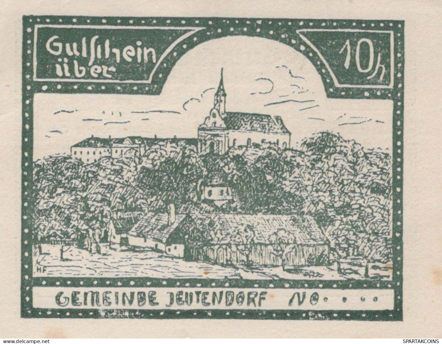 10 HELLER 1920 Stadt JEUTENDORF Niedrigeren Österreich Notgeld #PD634 - [11] Local Banknote Issues