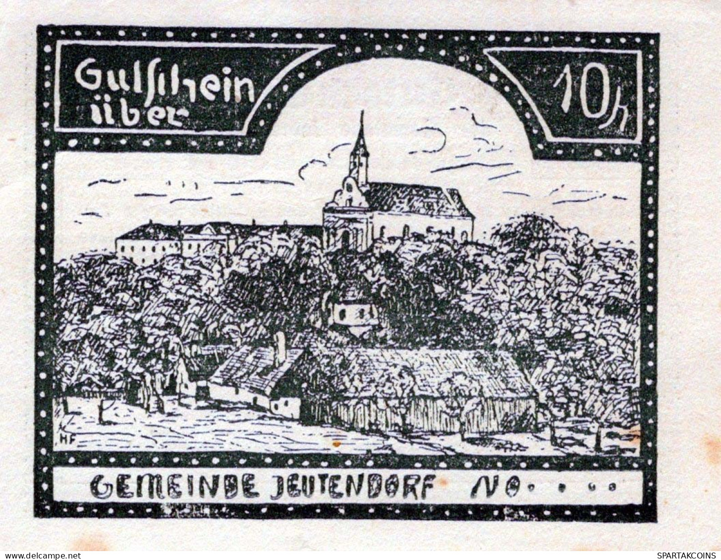 10 HELLER 1920 Stadt JEUTENDORF Niedrigeren Österreich Notgeld #PD634 - [11] Lokale Uitgaven