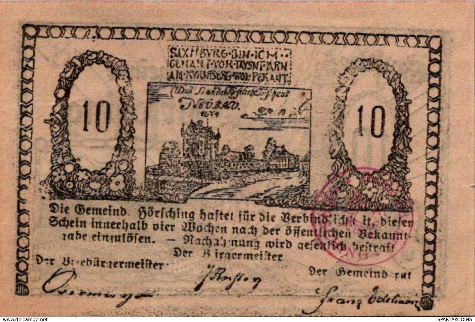 10 HELLER 1920 Stadt HoRSCHING Oberösterreich Österreich Notgeld Banknote #PD750 - [11] Local Banknote Issues