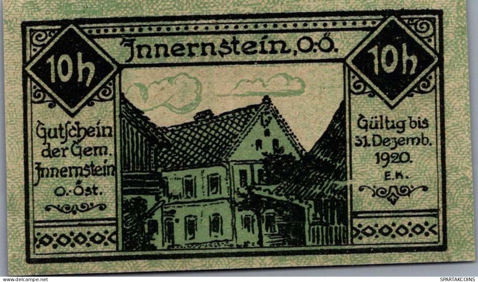10 HELLER 1920 Stadt INNERNSTEIN Oberösterreich Österreich Notgeld Papiergeld Banknote #PG890 - Lokale Ausgaben