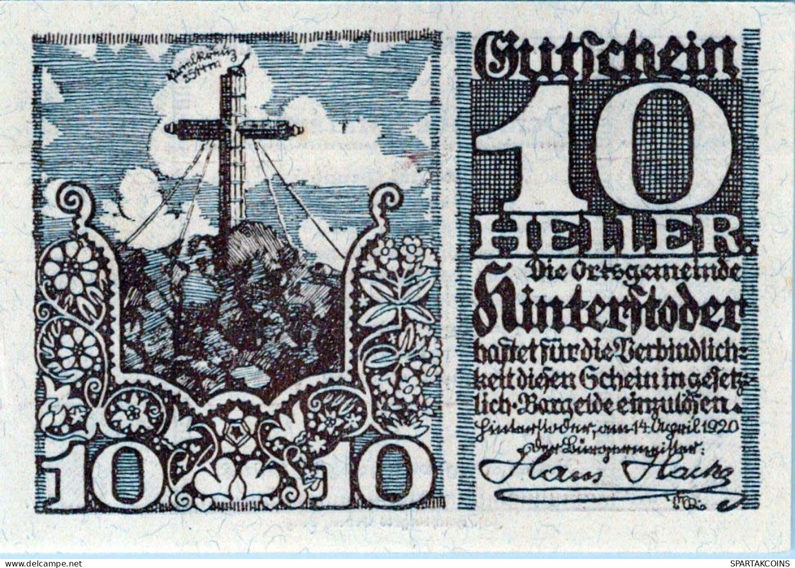 10 HELLER 1920 Stadt HINTERSTODER Oberösterreich Österreich Notgeld #PD604 - [11] Lokale Uitgaven