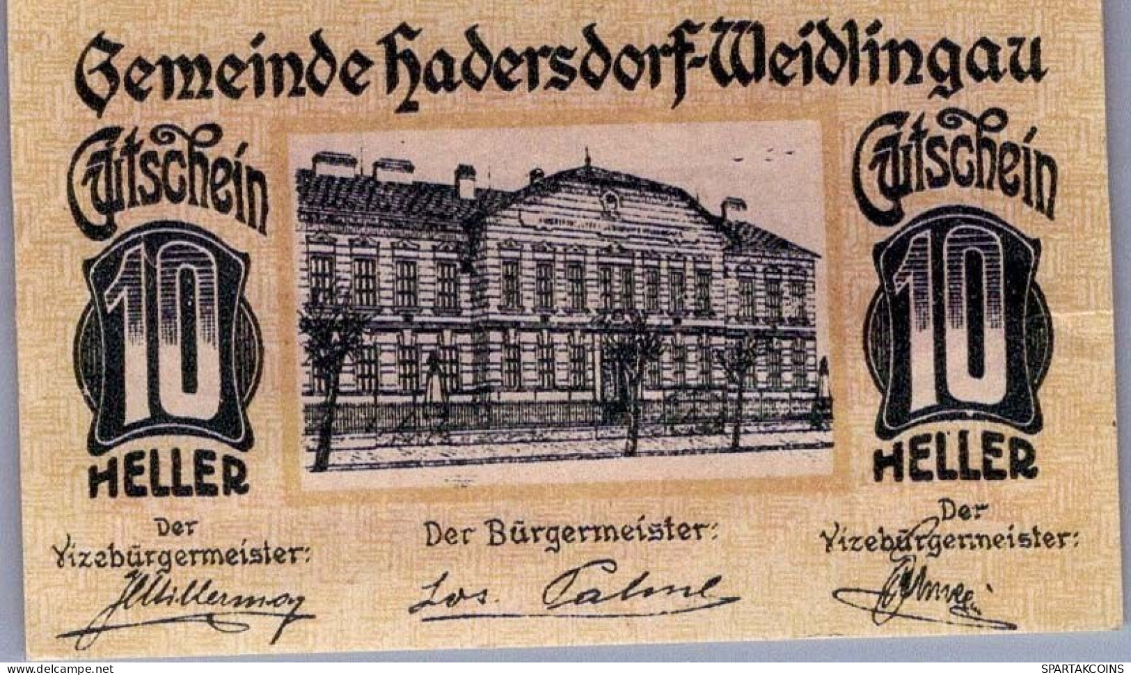 10 HELLER 1920 Stadt HADERSDORF-WEIDLINGAU Niedrigeren Österreich Notgeld Papiergeld Banknote #PG894 - [11] Emissioni Locali