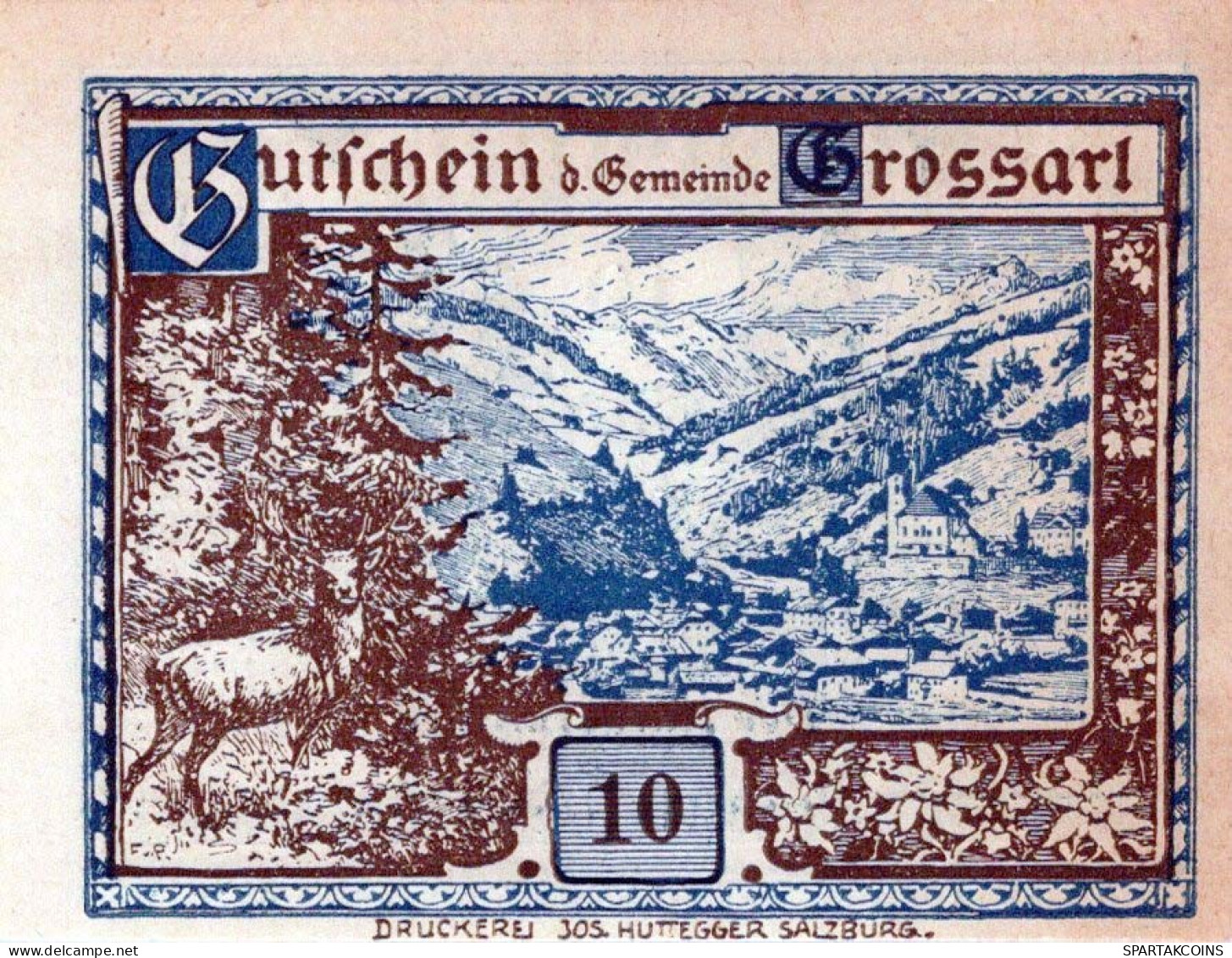 10 HELLER 1920 Stadt GROSSARL Salzburg Österreich Notgeld Banknote #PE998 - [11] Local Banknote Issues