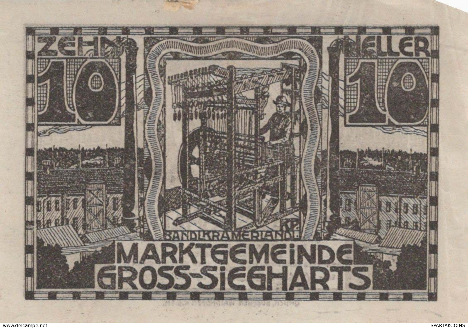 10 HELLER 1920 Stadt GROSS-SIEGHARTS Niedrigeren Österreich Notgeld #PI350 - Lokale Ausgaben