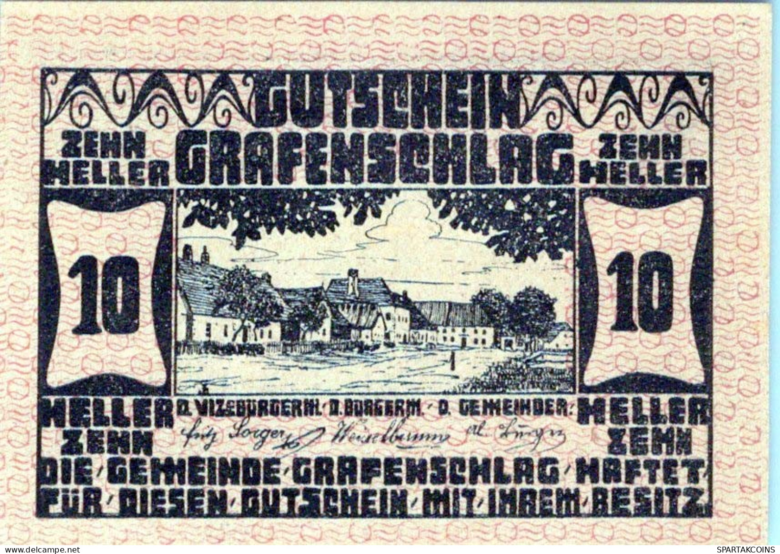 10 HELLER 1920 Stadt GRAFENSCHLAG Niedrigeren Österreich Notgeld #PF034 - [11] Emissioni Locali