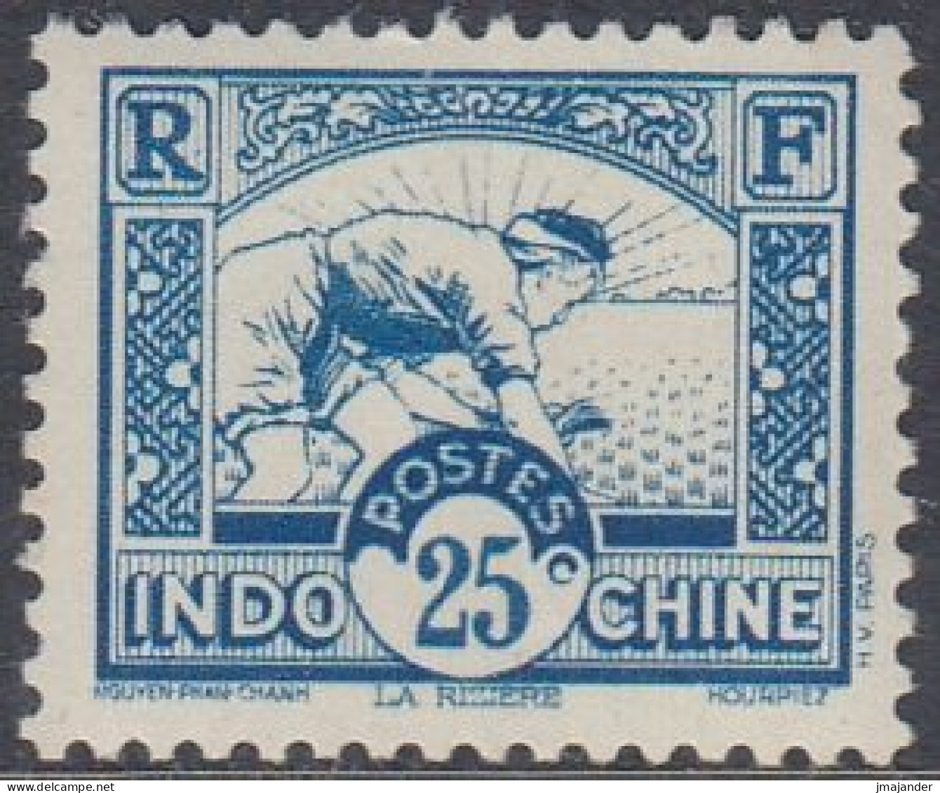 French Indochina 1939 - Definitive Stamp: Rice Planting - Mi 176 II (small Numbers) ** MNH [1866] - Nuevos