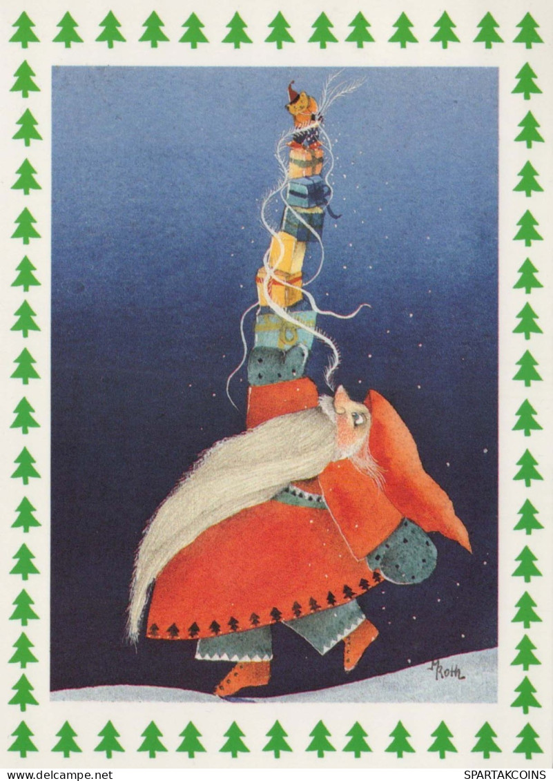 PAPÁ NOEL Feliz Año Navidad Vintage Tarjeta Postal CPSM #PAU530.ES - Santa Claus