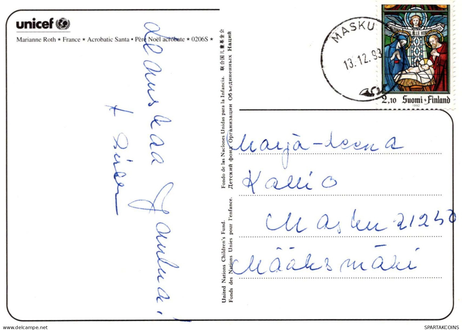PAPÁ NOEL Feliz Año Navidad Vintage Tarjeta Postal CPSM #PAU530.ES - Santa Claus