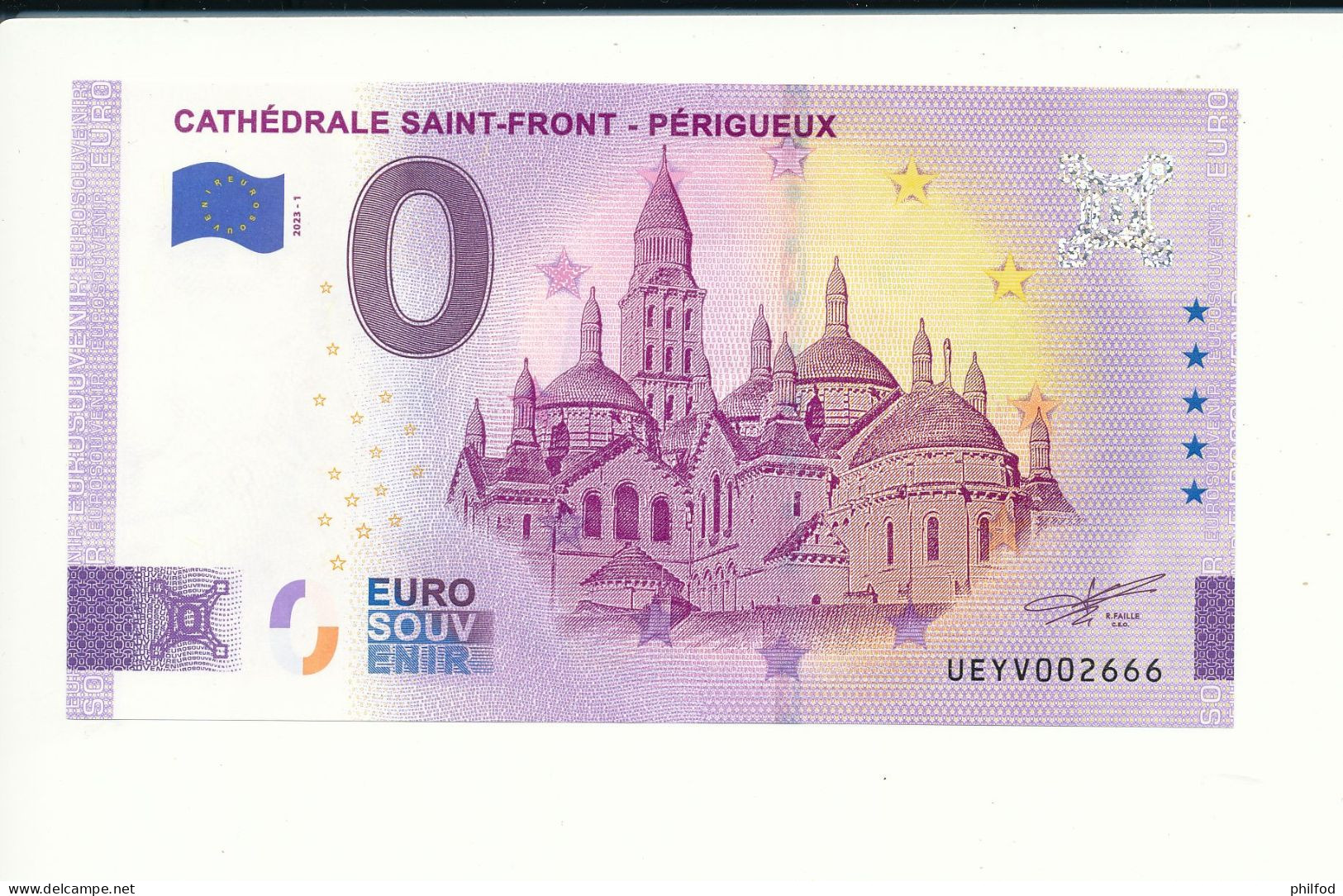 Billet Touristique 0 Euro - CATHEDRALE SAINT-FRONT - PERIGUEUX - UEYV - 2023-1  N° 2666 - Altri & Non Classificati