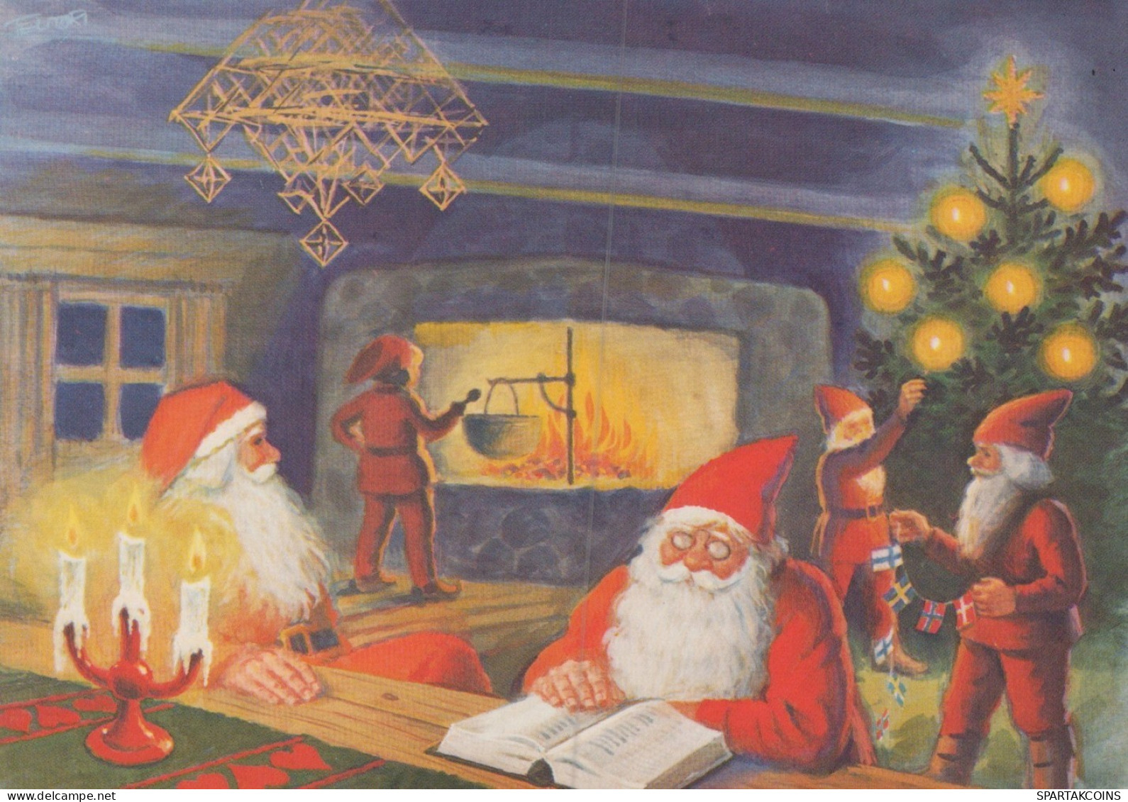 PAPÁ NOEL NAVIDAD Fiesta Vintage Tarjeta Postal CPSM #PAK907.ES - Santa Claus