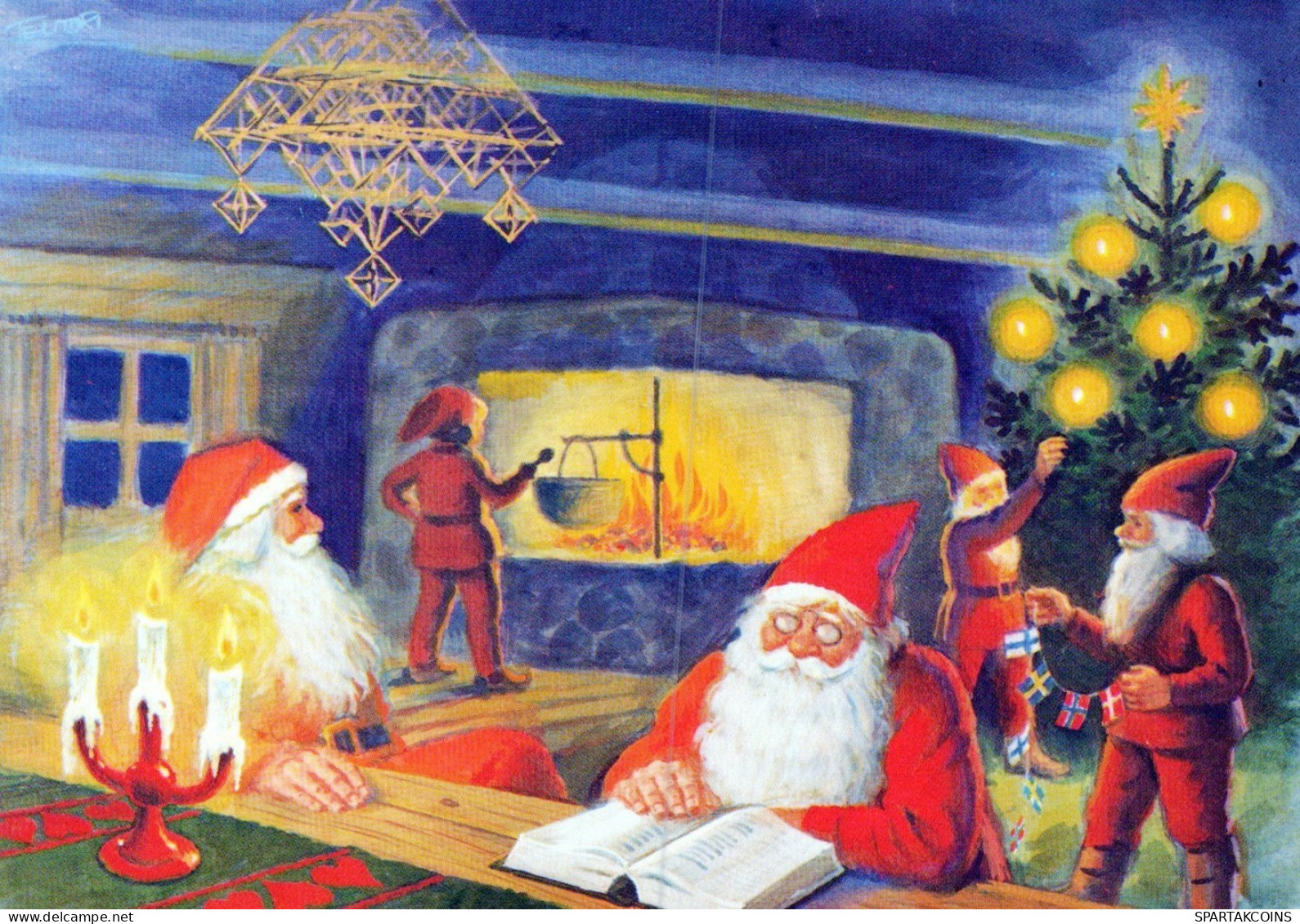 PAPÁ NOEL NAVIDAD Fiesta Vintage Tarjeta Postal CPSM #PAK907.ES - Santa Claus